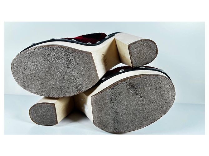 Woolrich Red and Black Plaid Wool Clogs - view 8