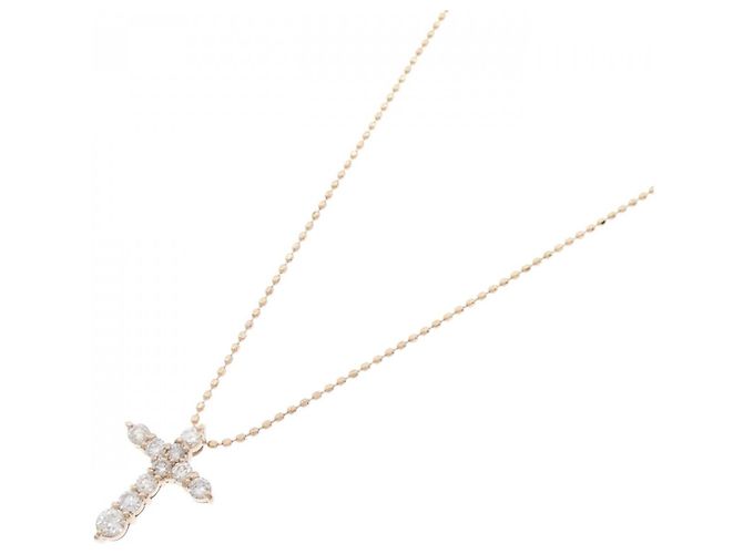 Autre Marque Collana Cross Diamond in Au750 Rosa - vista 2