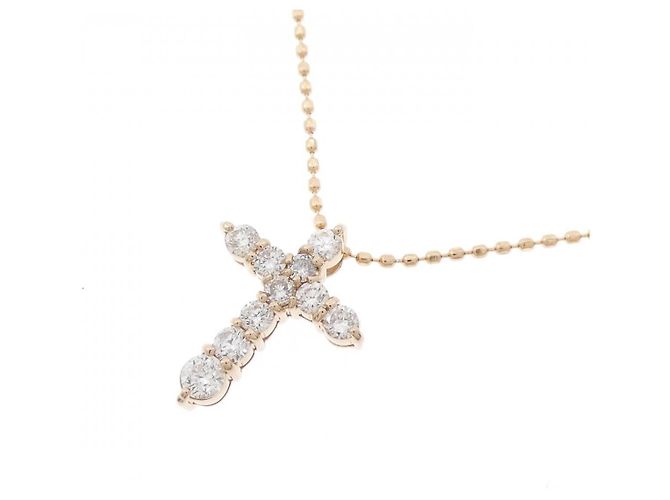 Autre Marque Collana Cross Diamond in Au750 Rosa - vista 3