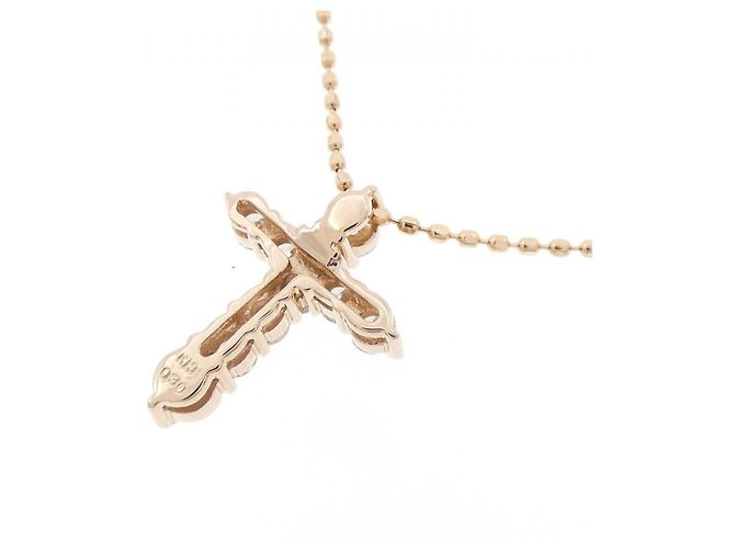 Autre Marque Collana Cross Diamond in Au750 Rosa - vista 4