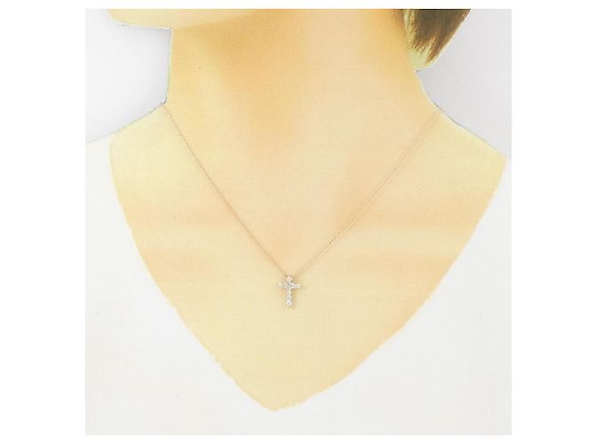 Autre Marque Collana Cross Diamond in Au750 Rosa - vista 6