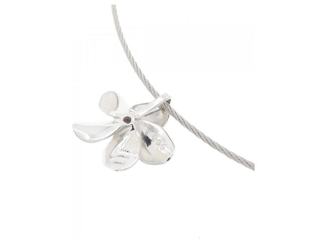 Autre Marque Collana a Fiore in Diamanti in Oro Bianco Au750 Argento - vista 4