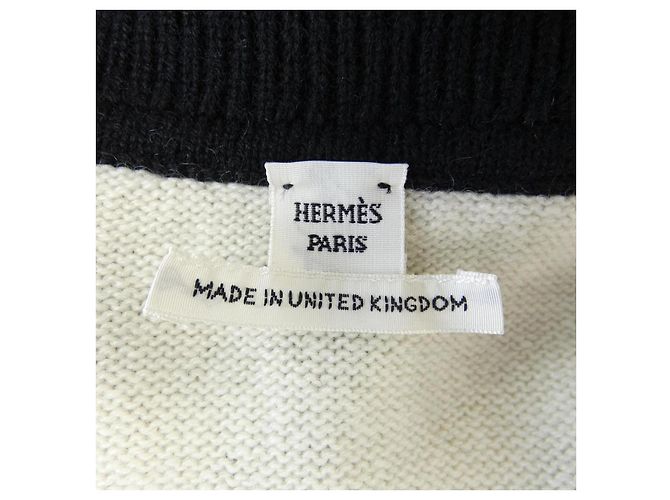 Hermès Poncho Cashmere Poncho Nero Bianco - vista 4