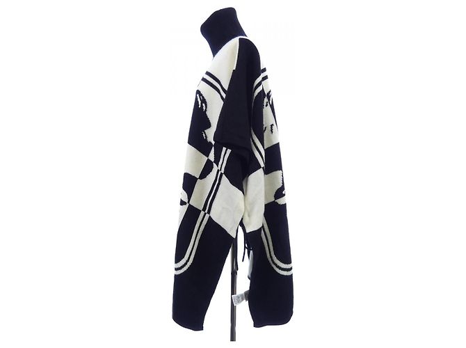 Hermès Poncho Cashmere Poncho Nero Bianco - vista 7