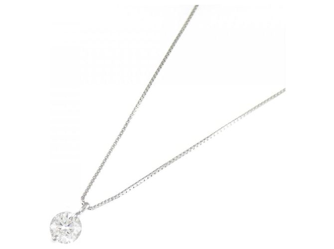 Autre Marque Platin-Solitär-Diamantkette Silber - Ansicht 2