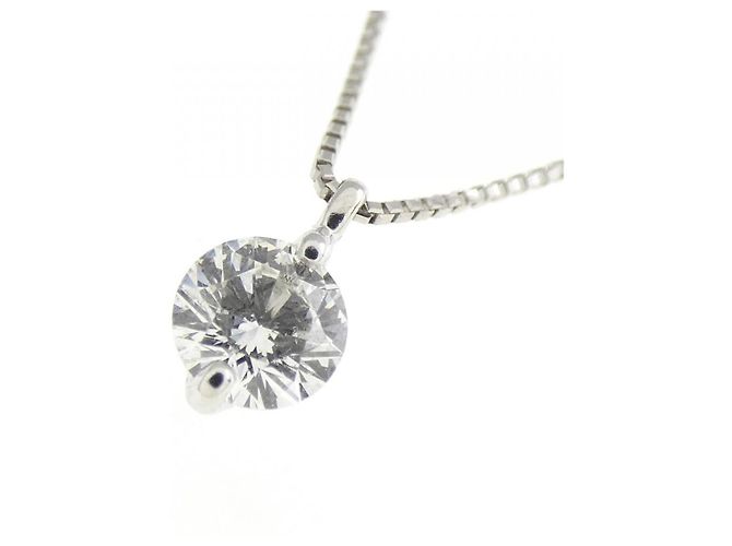 Autre Marque Platin-Solitär-Diamantkette Silber - Ansicht 3