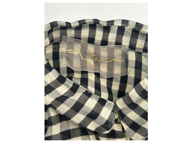 Autre Marque Camicia a quadri in cotone nera CORTANA Nero - vista 5