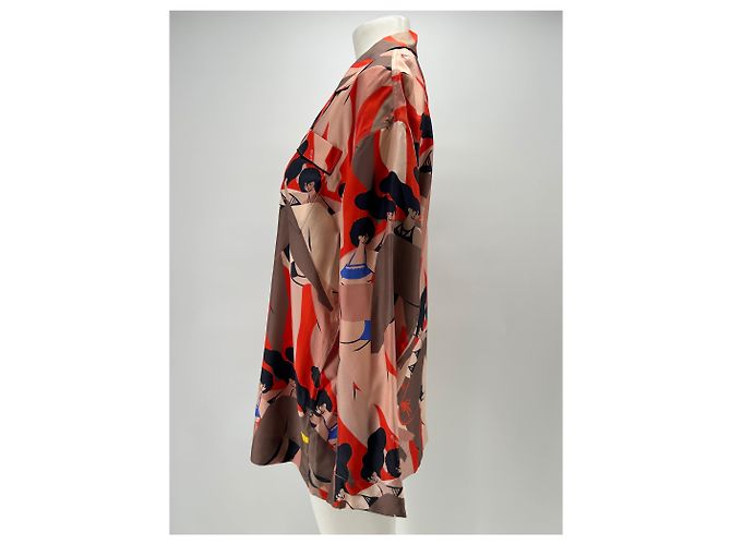 Autre Marque AZ FACTORY Gemusterte Seidenbluse Rot - Ansicht 4