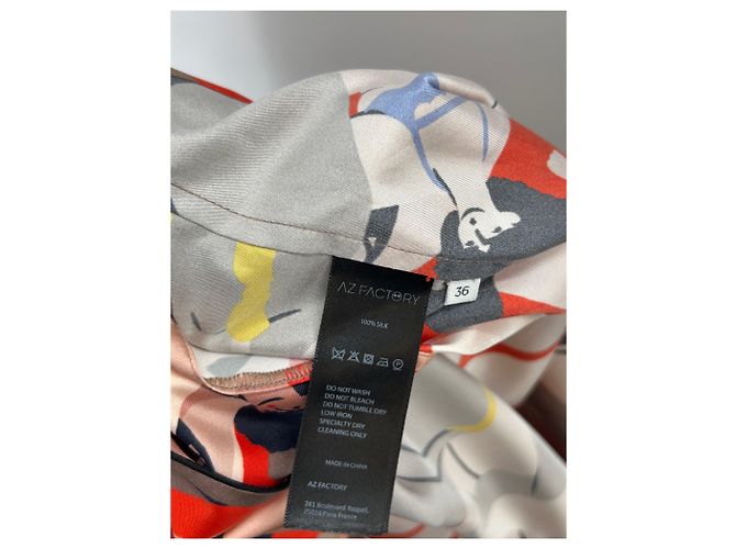 Autre Marque AZ FACTORY Gemusterte Seidenbluse Rot - Ansicht 6