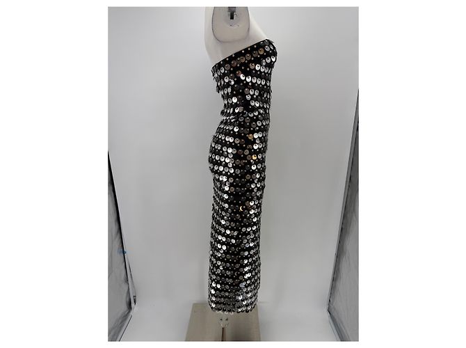 Autre Marque Langes Paillettenkleid Schwarz - Ansicht 3