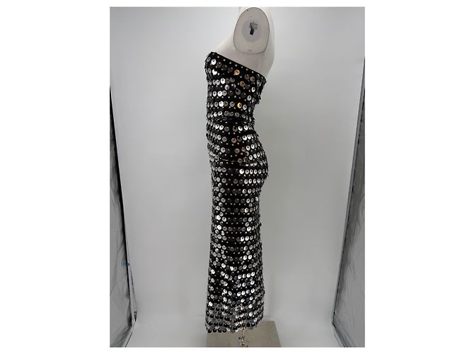 Autre Marque Langes Paillettenkleid Schwarz - Ansicht 4