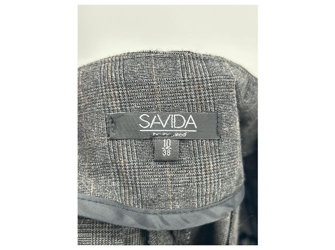 Autre Marque Pantalones de cuadros SAVIDA grises de algodón - vista 3