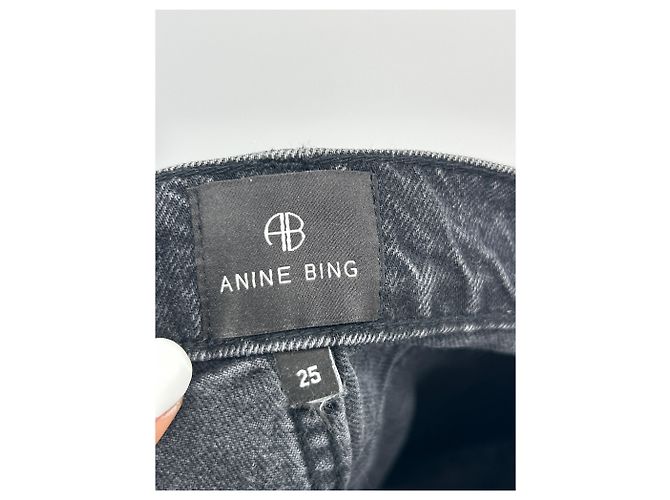 Jeans Anine Bing neri in cotone taglia 25 Nero - vista 3