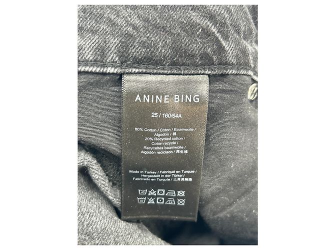 Jeans Anine Bing neri in cotone taglia 25 Nero - vista 4
