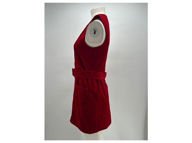 SéZane Redais Kleid aus rotem Samt - Ansicht 3