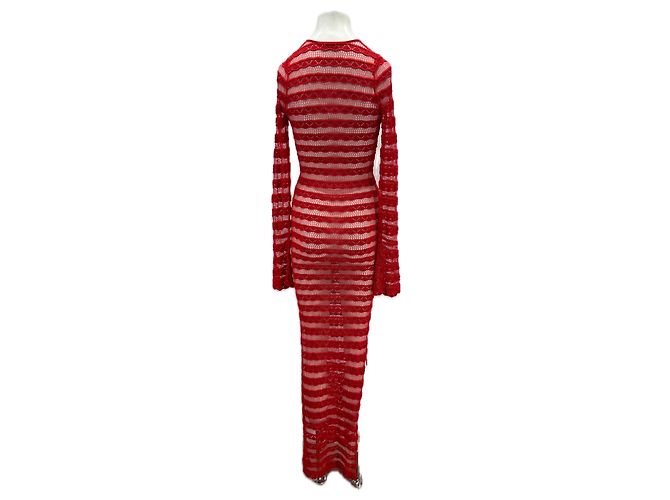 Autre Marque Langes Spitzenkleid Rot - Ansicht 2