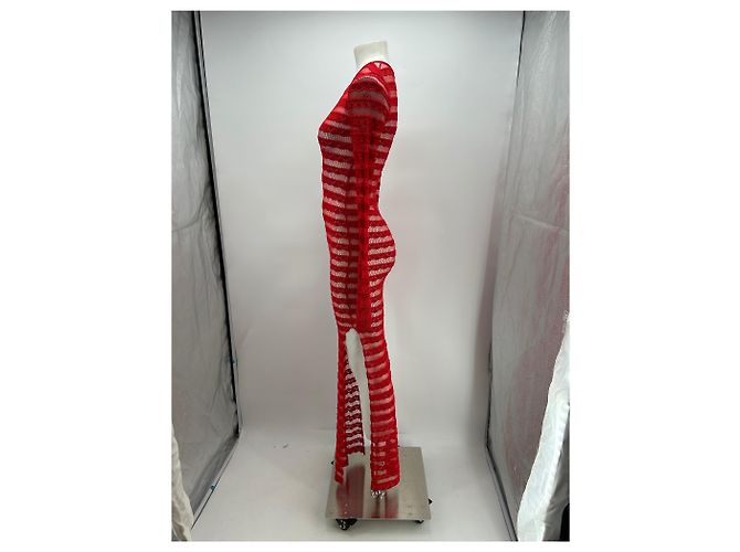 Autre Marque Langes Spitzenkleid Rot - Ansicht 3