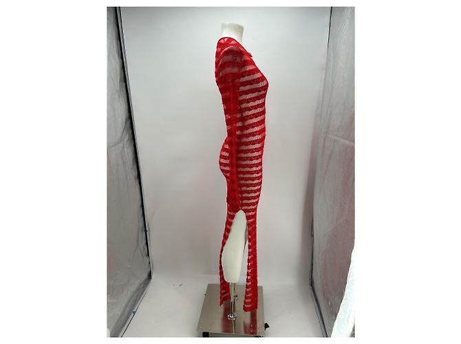 Autre Marque Langes Spitzenkleid Rot - Ansicht 4