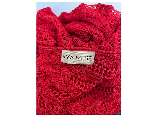 Autre Marque Langes Spitzenkleid Rot - Ansicht 5