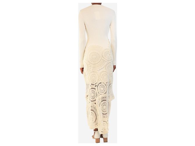 Maje Strickkleid aus Rippstrick-Crochet in Creme - Größe XS Roh - Ansicht 2
