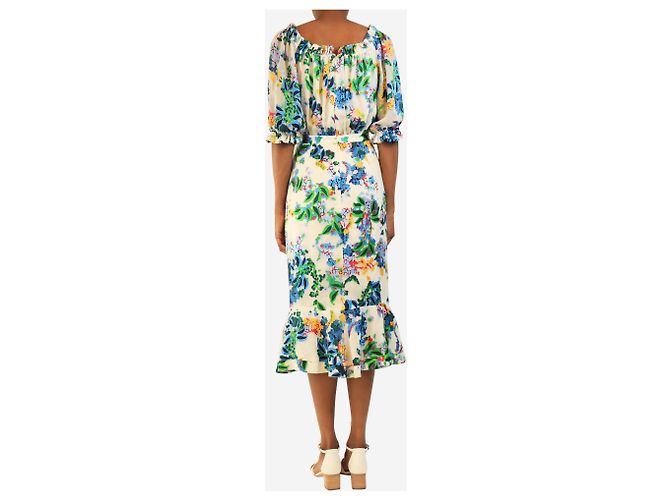 Autre Marque Midikleid mit buntem Blumenprint - Größe UK 6 Mehrfarben - Ansicht 2