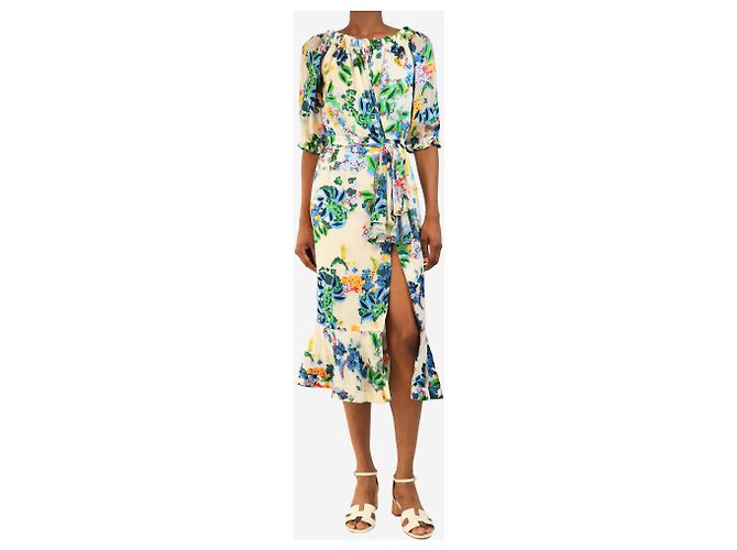 Autre Marque Midikleid mit buntem Blumenprint - Größe UK 6 Mehrfarben - Ansicht 3