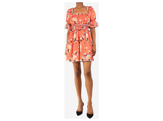 Self portrait Mini-Kleid mit orangefarbenem Blumendruck - Größe UK 6 - Ansicht 3