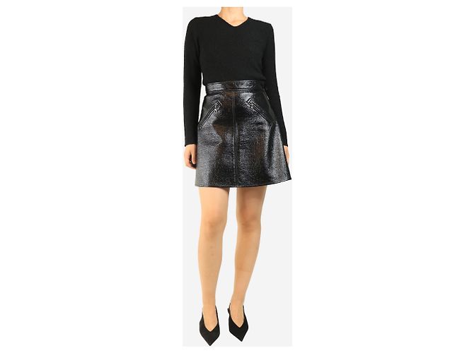 Louis Vuitton Minifalda skater de charol arrugado negro - talla UK 10 - vista 2