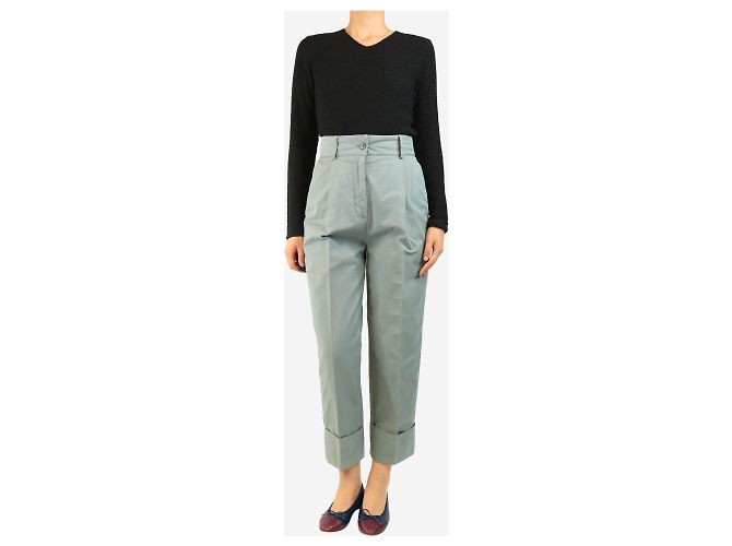 Acne Pantalones de algodón azul con vuelta - talla UK 8 - vista 2
