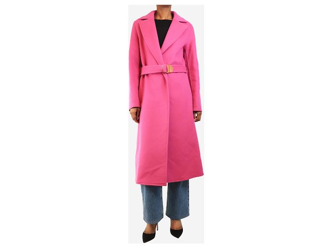 Louis Vuitton Rosa Wollmantel mit Gürtel - Größe S Pink - Ansicht 3