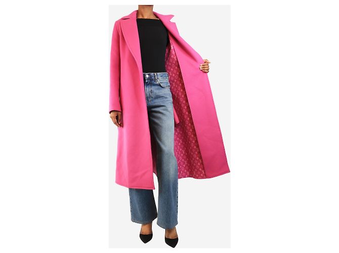 Louis Vuitton Rosa Wollmantel mit Gürtel - Größe S Pink - Ansicht 4