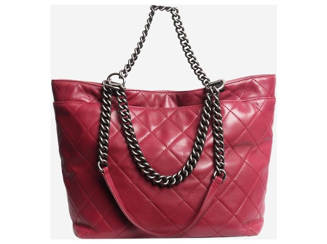 Chanel Tote de piel de cordero morado 2014 Shopping in Chains Púrpura - vista 2