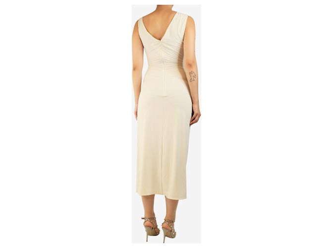Self portrait Ärmelloses Mini-Kleid in Creme mit Raffungen - Größe UK 8 Roh - Ansicht 2