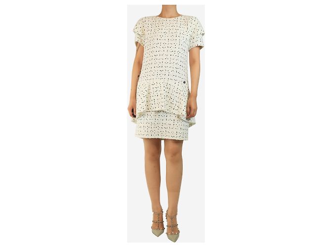 Chanel Minivestido de tweed blanco - talla UK 14 - vista 3