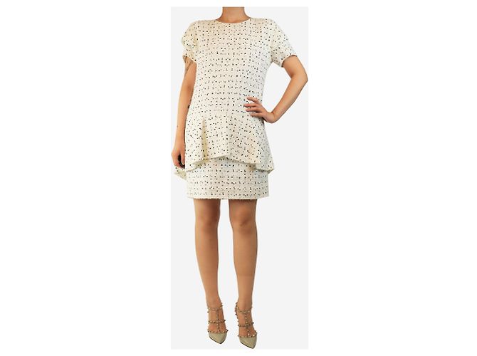 Chanel Minivestido de tweed blanco - talla UK 14 - vista 4