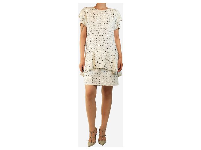 Chanel Minivestido de tweed blanco - talla UK 14 - vista 5