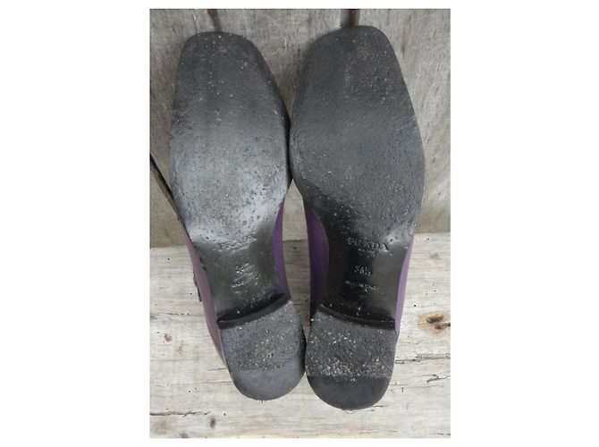 Double Prada Mocassins de Couro Roxo com Fivela Dupla - vista 6