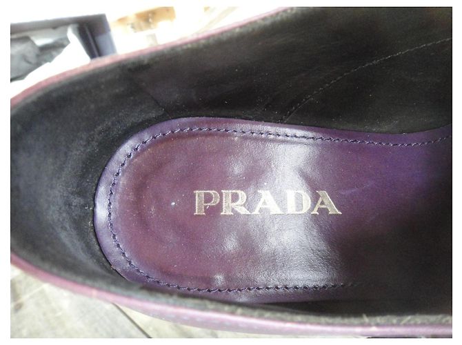 Double Prada Mocassins de Couro Roxo com Fivela Dupla - vista 7