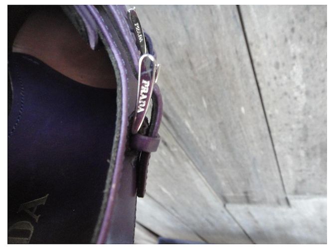 Double Prada Mocassins de Couro Roxo com Fivela Dupla - vista 8