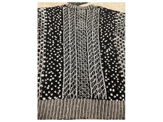 Saint Laurent Paris Wollpullover mit Kristallbesatz Schwarz - Ansicht 10