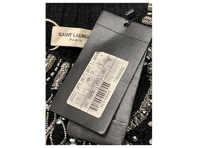 Saint Laurent Paris Wollpullover mit Kristallbesatz Schwarz - Ansicht 4