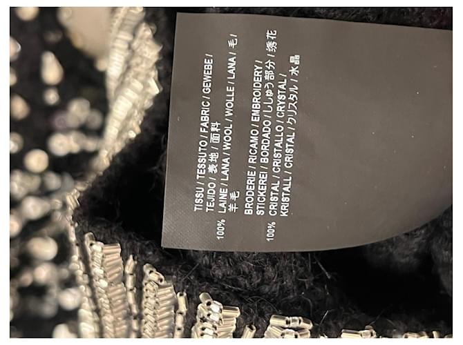 Saint Laurent Paris Wollpullover mit Kristallbesatz Schwarz - Ansicht 6