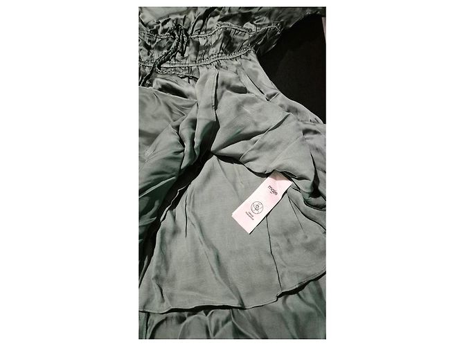 Vestido largo verde Maje con cordón y mangas abullonadas - vista 7