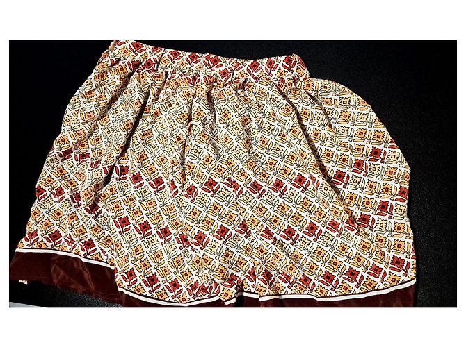 Minifalda de seda estampada Claudie Pierlot Castaño Blanco Roja Amarillo - vista 11