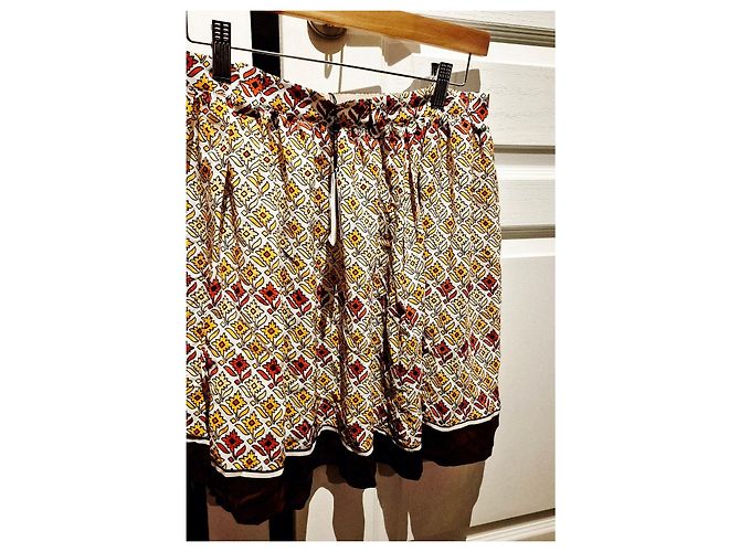 Minifalda de seda estampada Claudie Pierlot Castaño Blanco Roja Amarillo - vista 4