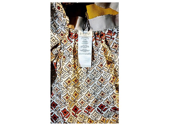 Minifalda de seda estampada Claudie Pierlot Castaño Blanco Roja Amarillo - vista 7