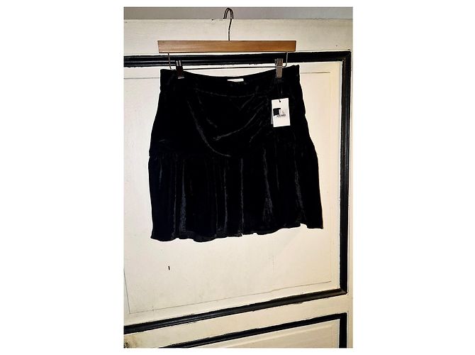 Claudie Pierlot Schwarzer Samt Minirock - Ansicht 11