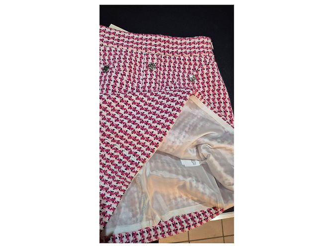 Maje Falda Mini de Tweed Fucsia Negro Rosa Blanco - vista 12