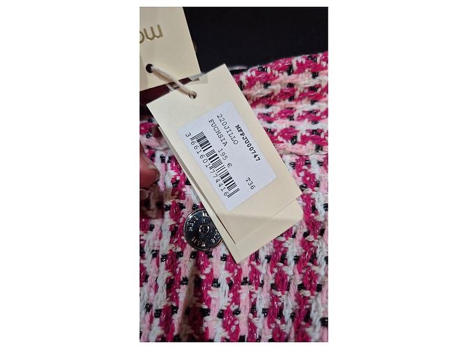Maje Falda Mini de Tweed Fucsia Negro Rosa Blanco - vista 6