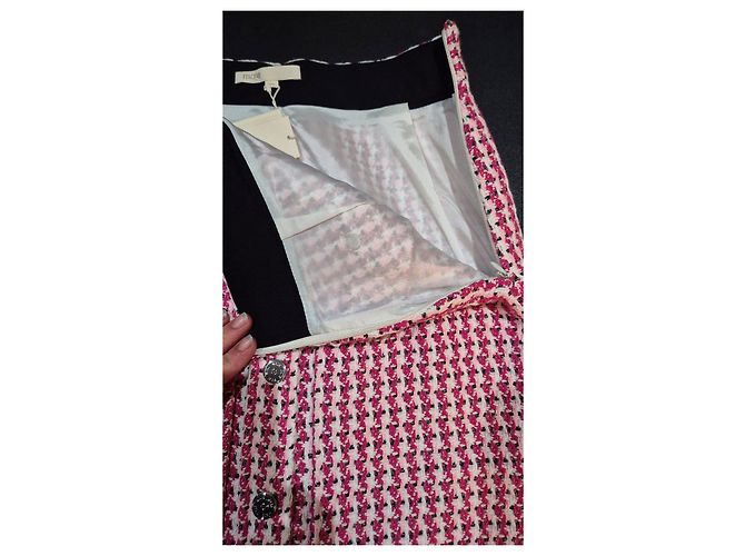Maje Falda Mini de Tweed Fucsia Negro Rosa Blanco - vista 9